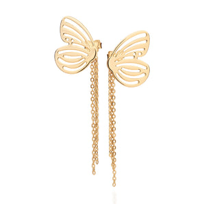 GOLD BUTTERFLY OF TIME FRINGE EARRINGS