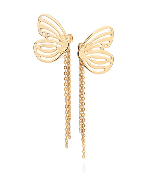 GOLD BUTTERFLY OF TIME FRINGE EARRINGS
