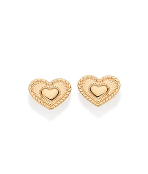 GOLD HERITAGE HEART STUD EARRINGS