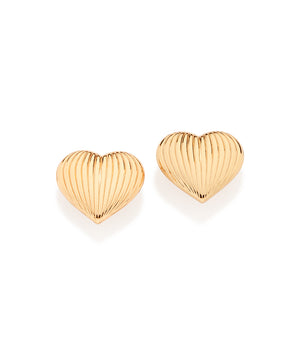 GOLD CLASSIC DOMED HEART STUD EARRINGS