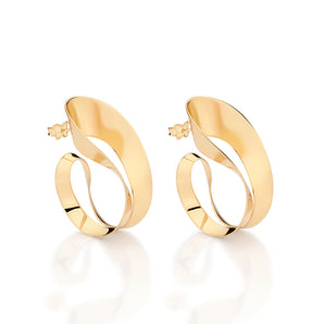GOLD ABSTRACT PILLAR OF TIME HOOP EARRINGS