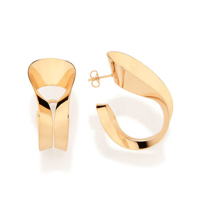GOLD ABSTRACT PILLAR OF TIME HOOP EARRINGS