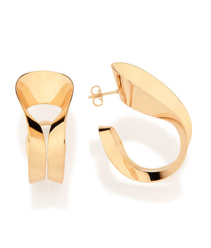 GOLD ABSTRACT PILLAR OF TIME HOOP EARRINGS