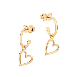GOLD HOLLOW HEART HOOP EARRINGS
