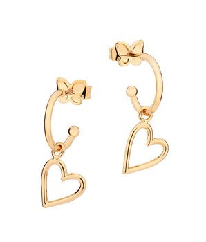GOLD HOLLOW HEART HOOP EARRINGS