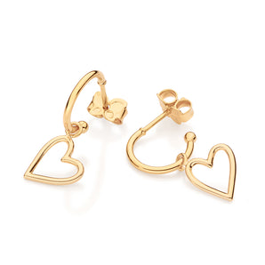 GOLD HOLLOW HEART HOOP EARRINGS