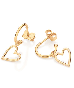 GOLD HOLLOW HEART HOOP EARRINGS