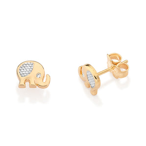 GOLD ELEPHANT STUD EARRINGS