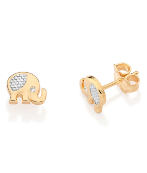 GOLD ELEPHANT STUD EARRINGS