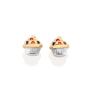 GOLD CUPCAKE STUD EARRINGS