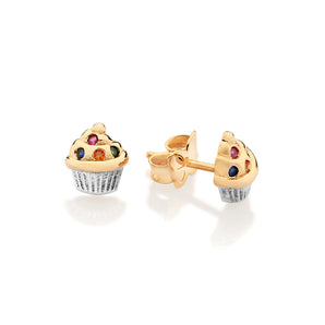 GOLD CUPCAKE STUD EARRINGS