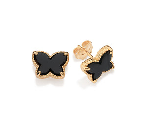 GOLD BLACK BUTTERFLY STUD EARRINGS