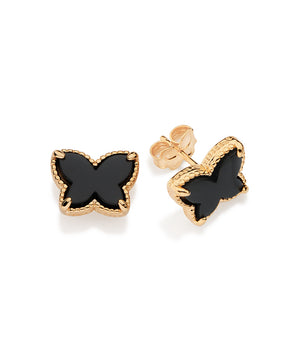 GOLD BLACK BUTTERFLY STUD EARRINGS