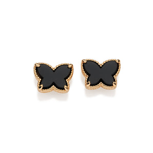 GOLD BLACK BUTTERFLY STUD EARRINGS