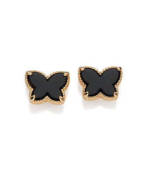 GOLD BLACK BUTTERFLY STUD EARRINGS