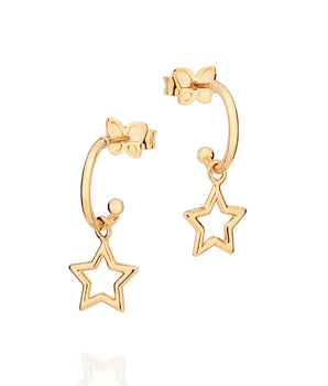 GOLD STAR SPANGLED HUGGIE EARRINGS