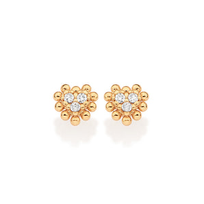 GOLD BRILLIANT HEART STUD EARRINGS