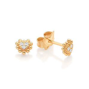 GOLD BRILLIANT HEART STUD EARRINGS