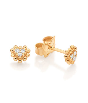GOLD BRILLIANT HEART STUD EARRINGS