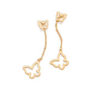 GOLD DOUBLE BUTTERFLY PENDULUM EARRINGS