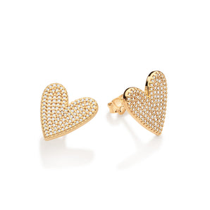 GOLD IMPERIAL HEART STUD EARRINGS