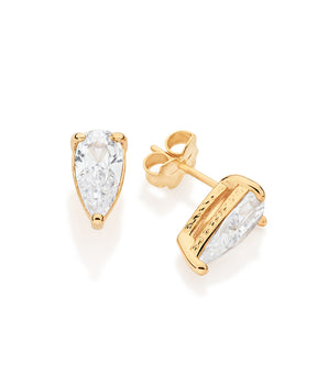 GOLD MAJESTIC DROPLET STUD EARRINGS