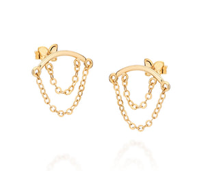 GOLD DUAL CHAINS OF TIME EARRING