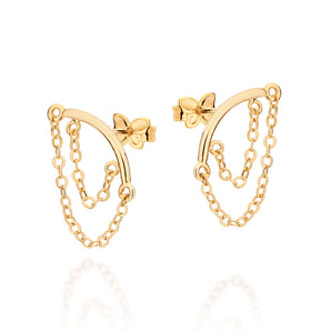 GOLD DUAL CHAINS OF TIME EARRING