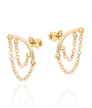 GOLD DUAL CHAINS OF TIME EARRING