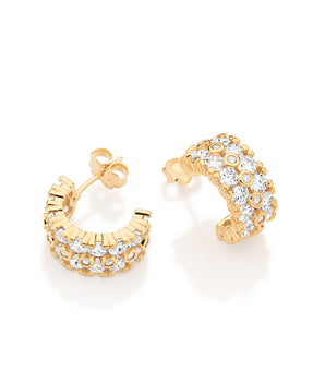 GOLD ETERNITY SHINE HUGGIE EARRINGS