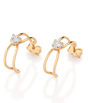 GOLD DOUBLE HEART OF DESTINY HOOP EARRINGS
