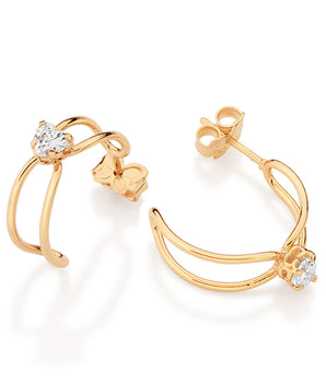GOLD DOUBLE HEART OF DESTINY HOOP EARRINGS