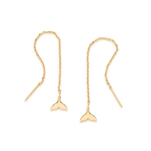 GOLD WHALE TAIL CHAIN EARRINGS
