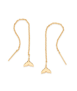 GOLD WHALE TAIL CHAIN EARRINGS