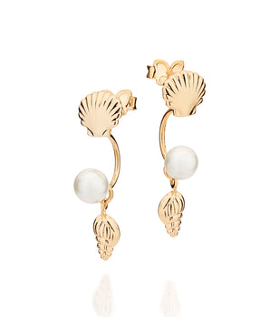 GOLD MARINA PEARL AND SEASHELLS EARRINGS