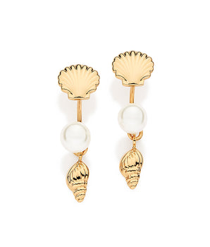GOLD MARINA PEARL AND SEASHELLS EARRINGS