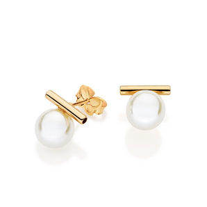 GOLD TIMELESS GRACE PEARL STUD EARRINGS