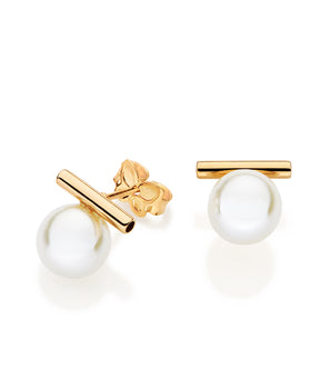 GOLD TIMELESS GRACE PEARL STUD EARRINGS