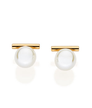 GOLD TIMELESS GRACE PEARL STUD EARRINGS