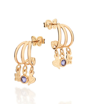 GOLD WRITTEN IN THE STARS TRIPLE HUGGIE EARRINGS
