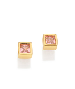 GOLD FOREVER SHINE STUD EARRINGS IN LIGHT PINK