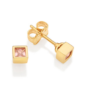 GOLD FOREVER SHINE STUD EARRINGS IN LIGHT PINK