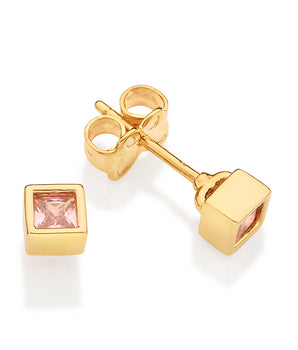 GOLD FOREVER SHINE STUD EARRINGS IN LIGHT PINK
