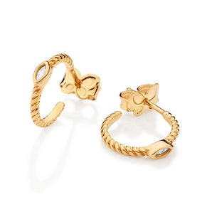 GOLD TWISTED ROMANCE HUGGIE EARRINGS