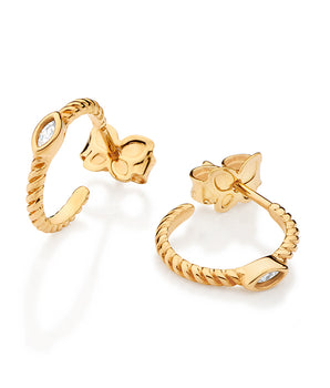 GOLD TWISTED ROMANCE HUGGIE EARRINGS