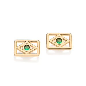 GOLD BRAZIL FLAG STUD EARRINGS