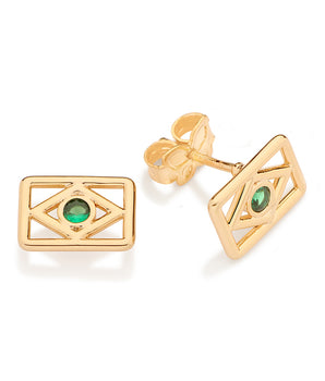 GOLD BRAZIL FLAG STUD EARRINGS