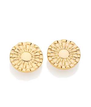 GOLD TRAMAS BUTTON EARRINGS