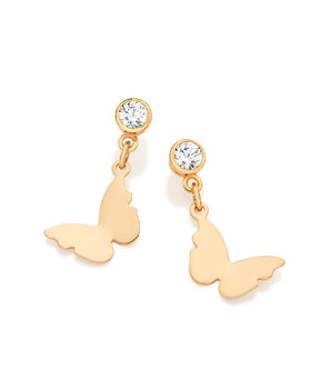 18K GOLD PLATED FLUTTERING BUTTERFLY DANGLE EARRINGS