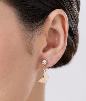 18K GOLD PLATED FLUTTERING BUTTERFLY DANGLE EARRINGS